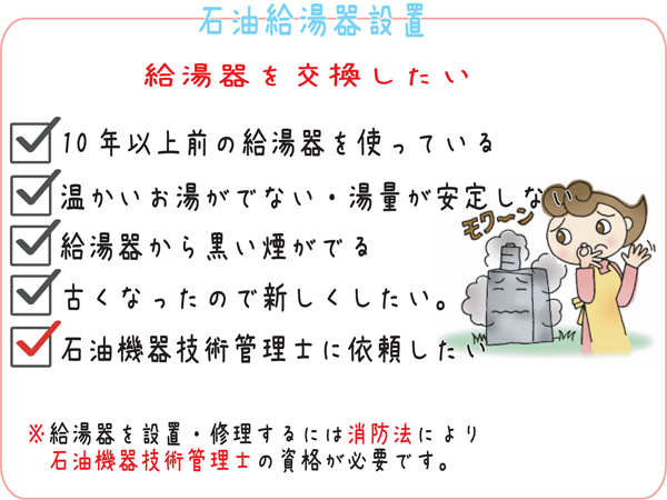 石油給湯器の取り換えを検討している